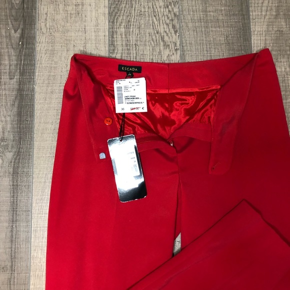 Escada red pants designer brand luxury clothes business clothes - Picture 2 of 11